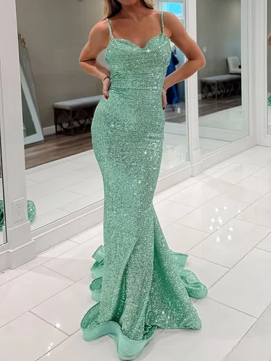 Mermaid Cowl Neck Backless Sparkly Sequin Prom Dresses #Milly020127496