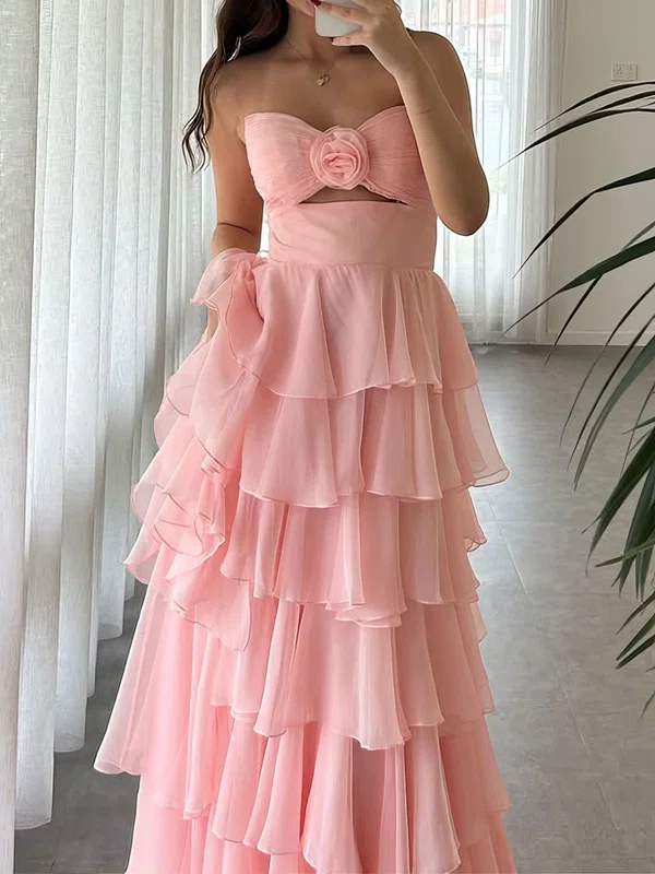 Ball Gown Strapless Chiffon Ruffle Tiered Prom Dresses #Milly020127504