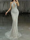 Sheath/Column Halter Sparkly Sequin Prom Dresses #Milly020127518