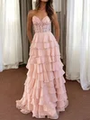 Ball Gown Strapless Chiffon Tiered Prom Dresses With Appliques #Milly020127540