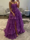 Ball Gown Strapless Tulle Ruffle Tiered Prom Dresses #Milly020127559