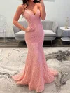 Mermaid V-neck Lace Backless Beaded Prom Dresses #Milly020127567