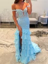 Mermaid Off-the-shoulder Chiffon Tiered Prom Dresses With Appliques #Milly020127568