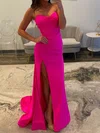 Sheath/Column Cowl Neck Satin Corset Prom Dresses With Ruched #Milly020127604