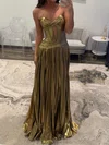 A-line Strapless Metallic Prom Dresses With Ruched #Milly020127606