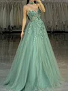 Ball Gown Strapless Tulle Prom Dresses With Appliques #Milly020127638