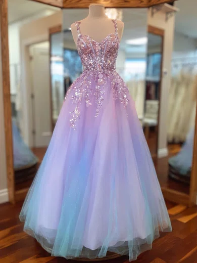 Ball Gown Sweetheart Tulle Corset Prom Dresses With Appliques #Milly020127647