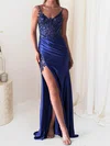 Sheath/Column V-neck Glitter Prom Dresses With Appliques #Milly020127681