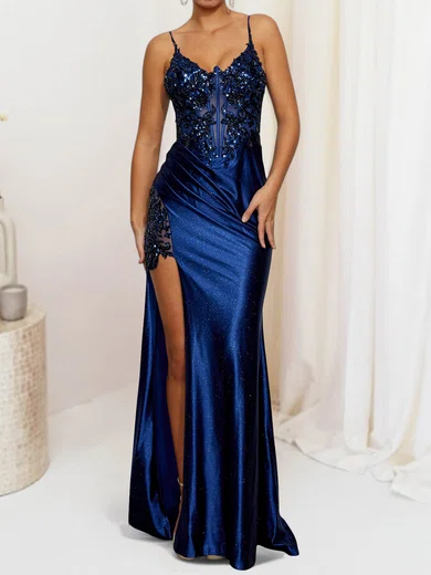 Sheath/Column V-neck Glitter Prom Dresses With Appliques #Milly020127683