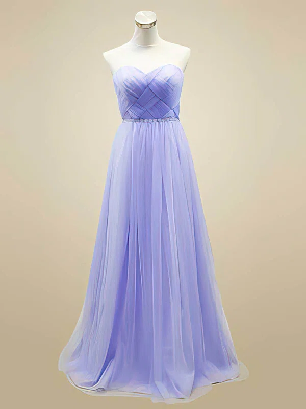 Wholesale Floor-length Tulle with Beading Sweetheart Lavender Bridesmaid Dress #02018044