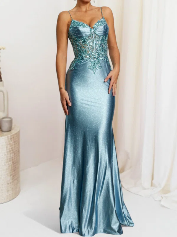 Mermaid V-neck Glitter Corset Prom Dresses With Appliques #Milly020127711