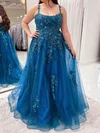 Ball Gown Scoop Neck Tulle Prom Dresses With Appliques #Milly020127737