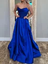Ball Gown Strapless Satin Corset Prom Dresses With Appliques #Milly020127769