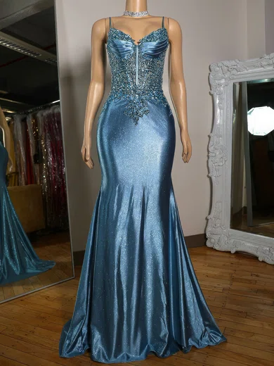 Mermaid V-neck Glitter Corset Prom Dresses With Appliques #Milly020127787