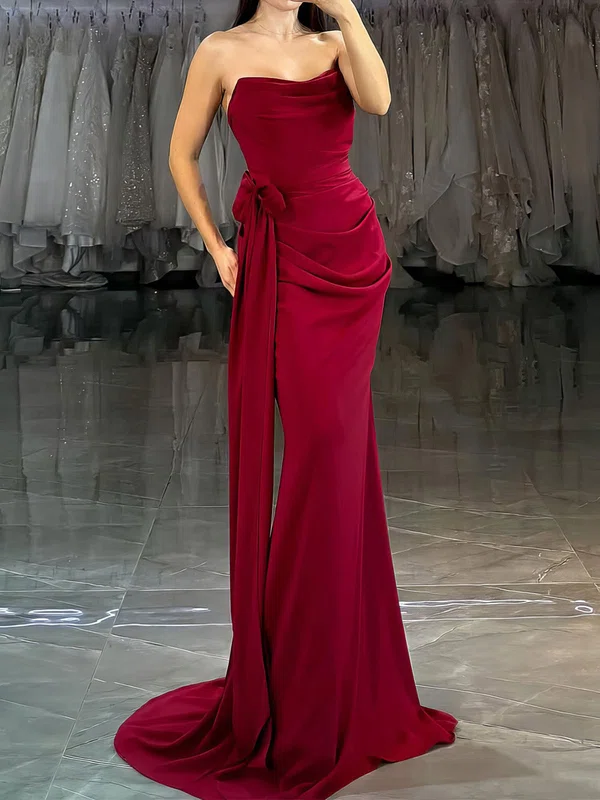 Sheath/Column Cowl Neck Satin Prom Dresses With Ruched #Milly020127794
