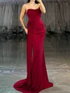 Sheath/Column Cowl Neck Satin Prom Dresses With Ruched #Milly020127794