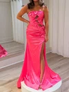Sheath/Column Strapless Satin Cut Out Prom Dresses With Ruched #Milly020127798