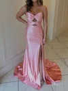 Mermaid Strapless Satin Cut Out Beaded Prom Dresses #Milly020127804