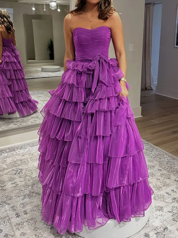 Ball Gown Strapless Tulle Ruffle Tiered Prom Dresses #Milly020127805