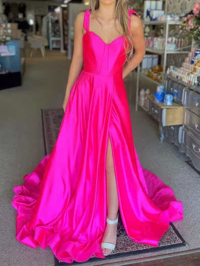 Ball Gown Sweetheart Satin Corset Prom Dresses With Ruched #Milly020127822