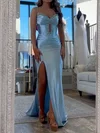 Sheath/Column Sweetheart Satin Prom Dresses With Beading #Milly020127824