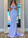 Mermaid V-neck Satin Cut Out Beaded Prom Dresses #Milly020127828