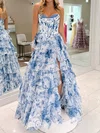 Ball Gown Strapless Satin Chiffon Ruffle Tiered Prom Dresses #Milly020127837