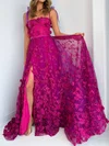 A-line Sweetheart Tulle 3D Floral Prom Dresses With Appliques #Milly020127842