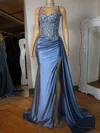 Sheath/Column Sweetheart Satin Corset Prom Dresses With Appliques #Milly020127900