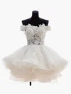 Princess Off-the-shoulder Organza Tulle Appliques Lace Short/Mini Cute Wedding Dresses #Milly000020102801