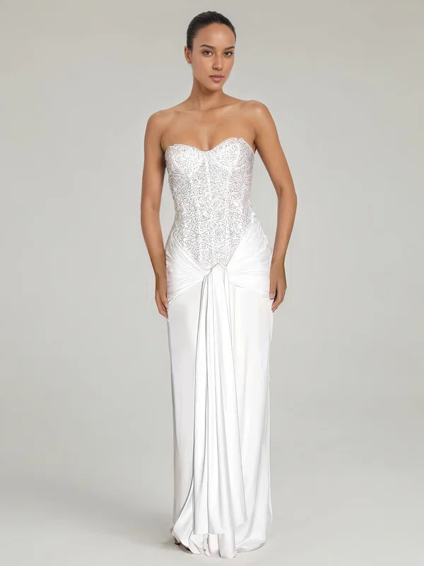 Sheath/Column Sweetheart Chiffon Floor-length Beading Formal Dresses PT02028869