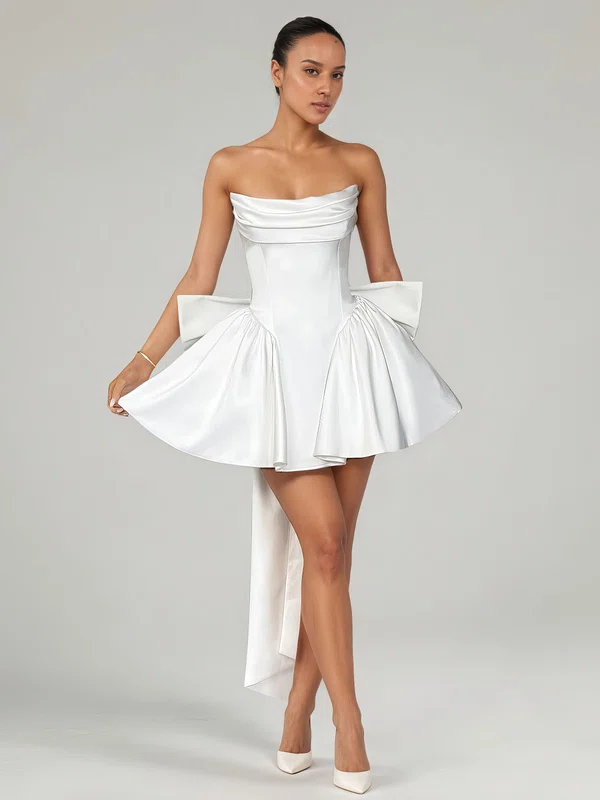 Ball Gown Straight Satin Short/Mini Bow Formal Dresses PT02028871