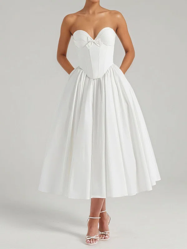 Corset Ball Gown Strapless Satin Bow Long Homecoming Dresses PT02028872