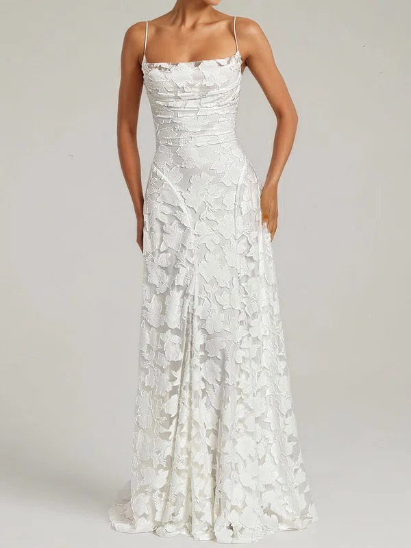 Backless A-line Square Neck Lace Floral Long Homecoming Dresses PT02028873