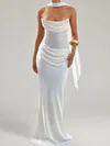 Sheath/Column Straight Chiffon Floor-length Ruched Formal Dresses PT02028874