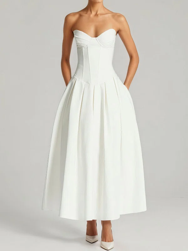 Corset Ball Gown Strapless Satin Long Homecoming Dresses PT02028875
