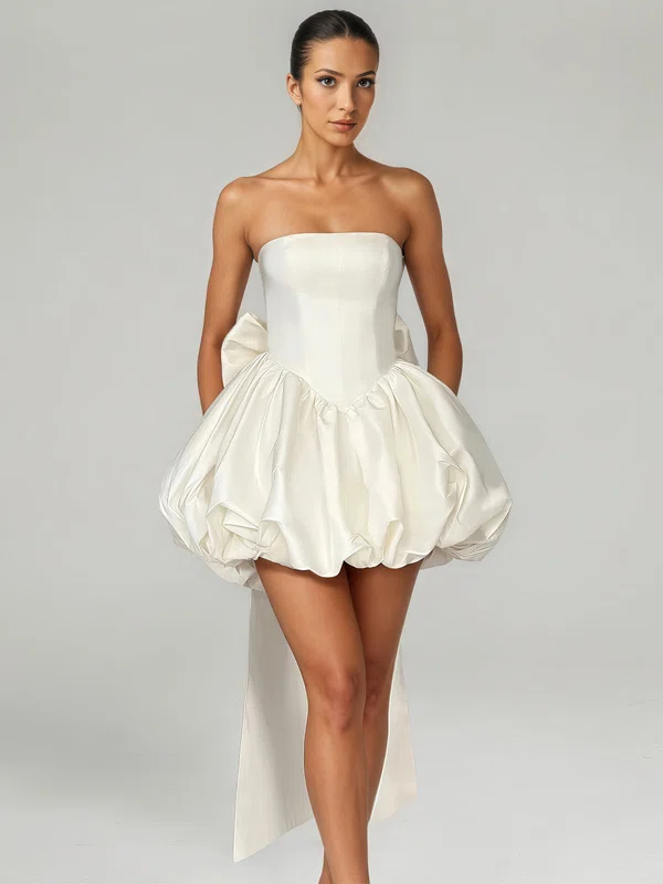 Ball Gown Straight Satin Short/Mini Bow Formal Dresses PT02028876