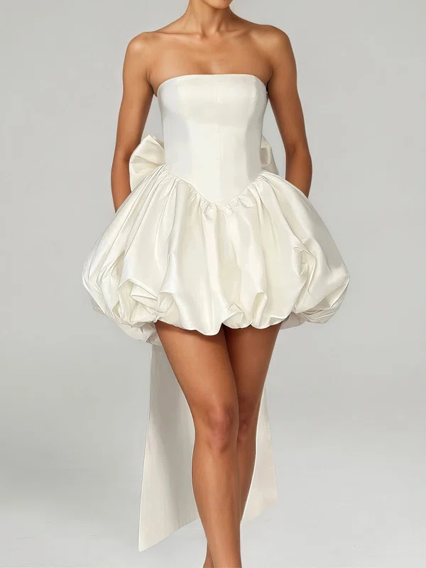 Strapless Satin Puffball Homecoming Dresses With Bow PT02028876