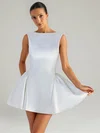 Ball Gown Scoop Neck Satin Short/Mini Pockets Formal Dresses PT02028877