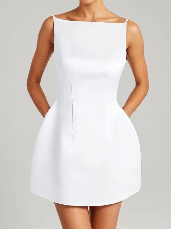 Puffy Satin Backless Homecoming Dresses PT02028878