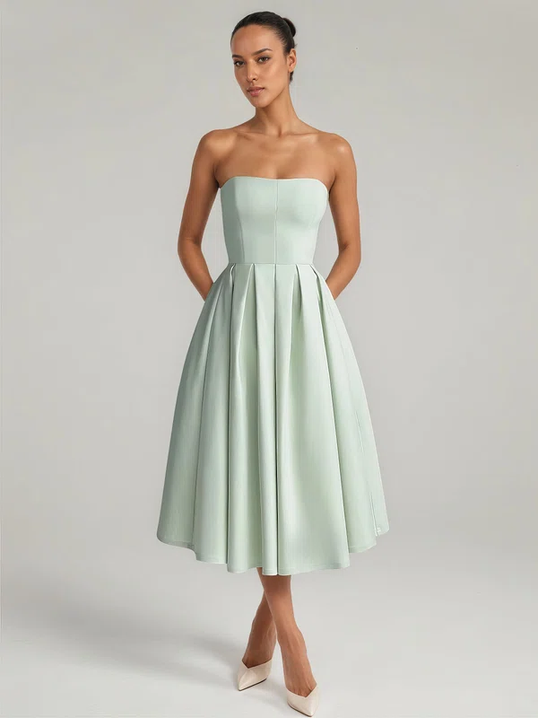 Ball Gown Straight Satin Tea-length Formal Dresses PT02028880