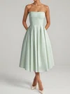Ball Gown Strapless Satin Ruched Long Homecoming Dresses PT02028880