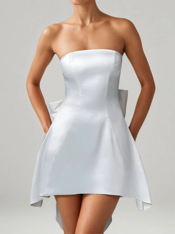 A-line Strapless Satin Homecoming Dresses With Bow PT02028882