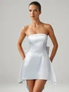 A-line Straight Satin Short/Mini Bow Formal Dresses PT02028882