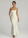 Sheath/Column Square Neckline Lace Ankle-length Formal Dresses PT02028891