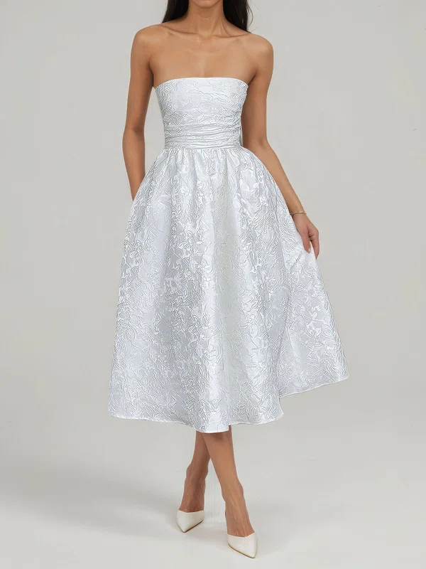 Ball Gown Strapless Satin Floral Long Homecoming Dresses PT02028900