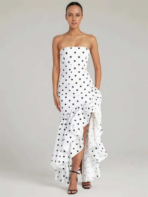 Sheath/Column Straight Polyester Asymmetrical Ruffles Formal Dresses PT02028904