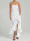 Tight Strapless Satin Asymmetrical Ruffle Long Homecoming Dresses PT02028904