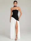 A-line Halter Jersey Floor-length Split Front Formal Dresses PT02028905