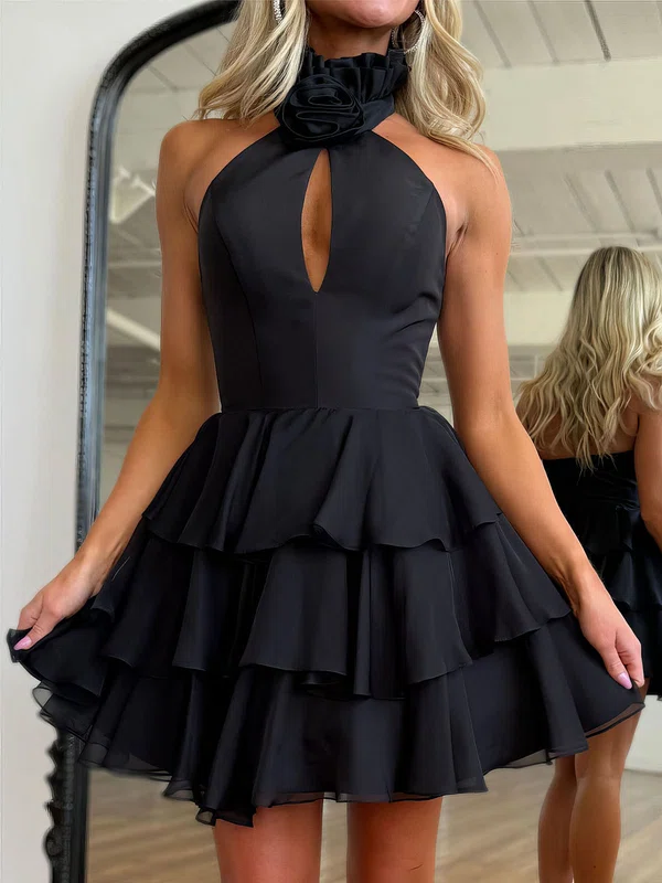 Cut Out A-line High Neck Tiered Homecoming Dresses #Milly02054784